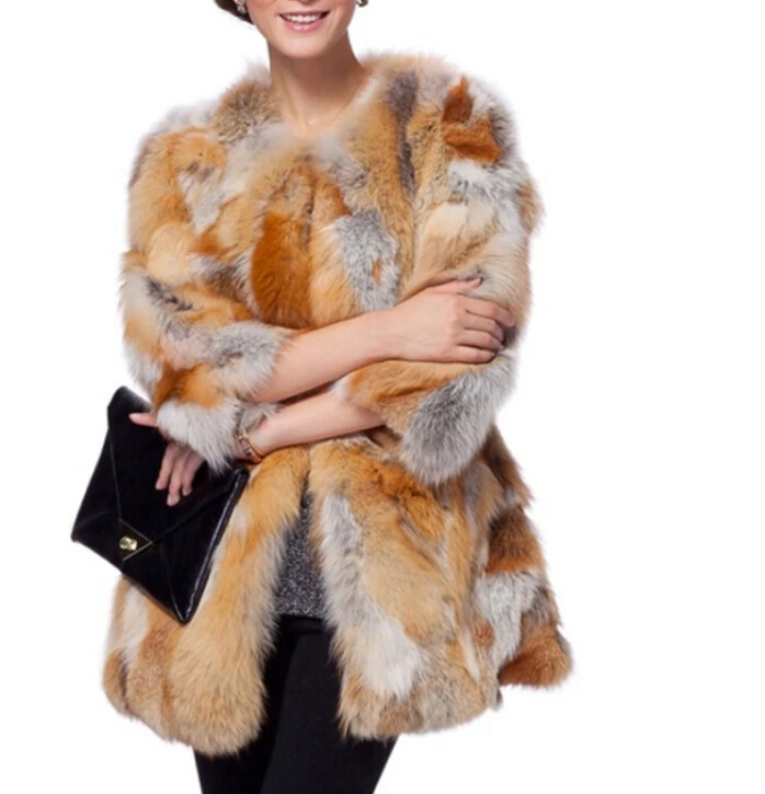 Женское длинное пальто из 100% натурального меха лисы KFP727|coat set|coat chinacoat sable |