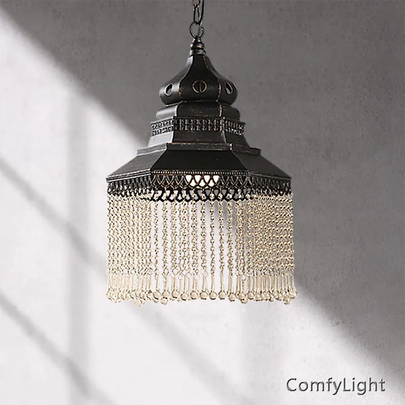 

Vintage crystal pendant light LED iron retro luminaires dining room light fixture foyer/loft bar/shop/mall ceiling hanglamp