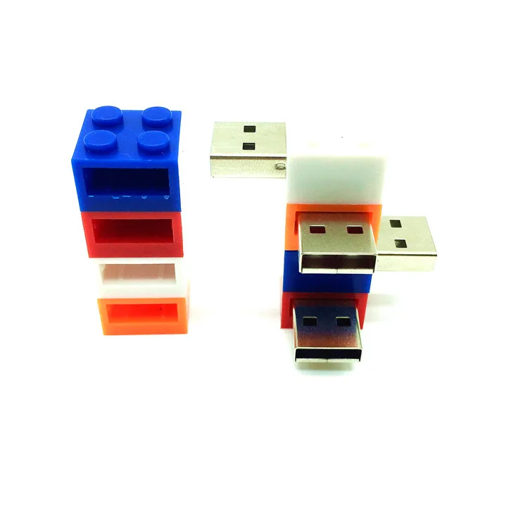 pendrive cartoon building blocks usb 2.0 usb flash drive silicone pen drive 4gb 8gb 16gb 32gb 64gb children toy memory flash 