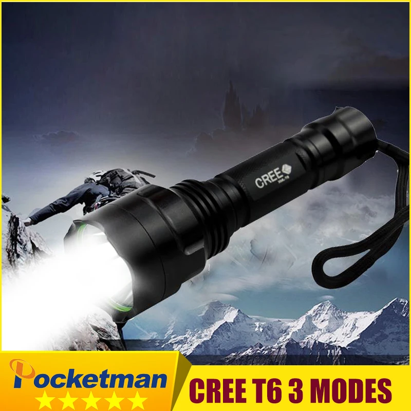 

CREE T6 LED Hunting Flashlight 5Mode Powerful C8 Flashlight Torch Led Torch Cree light lantern Waterproof For Hiking Camping z90