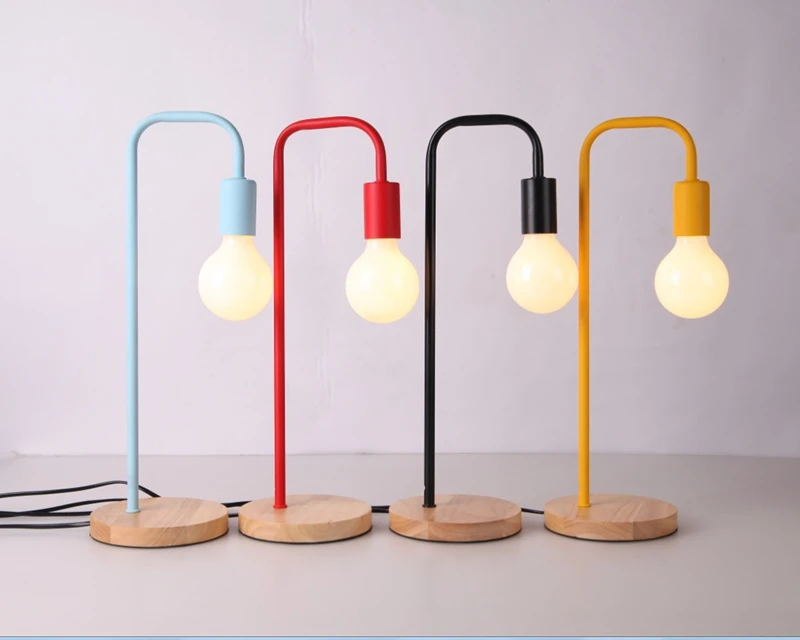 Nordic Modern Wood Desk Lamp Bedroom Bedside Wooden Table Lamps Muliticolor Simple Metal Table Fixtures Room Decor Lighting (3)
