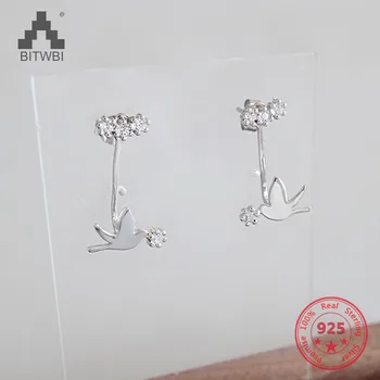 

Delicate Pigeons Zircon Earrings for Women 925 Sterling Silver Cute Flying Bird Earrings Fine Jewelry Bijoux