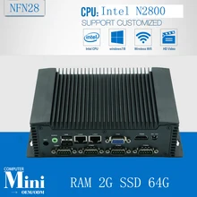 Ubuntu assembled fanless desktop computer NFN28, Embedded Mini computer support Win/Linux OS with RAM 2G SSD 64G