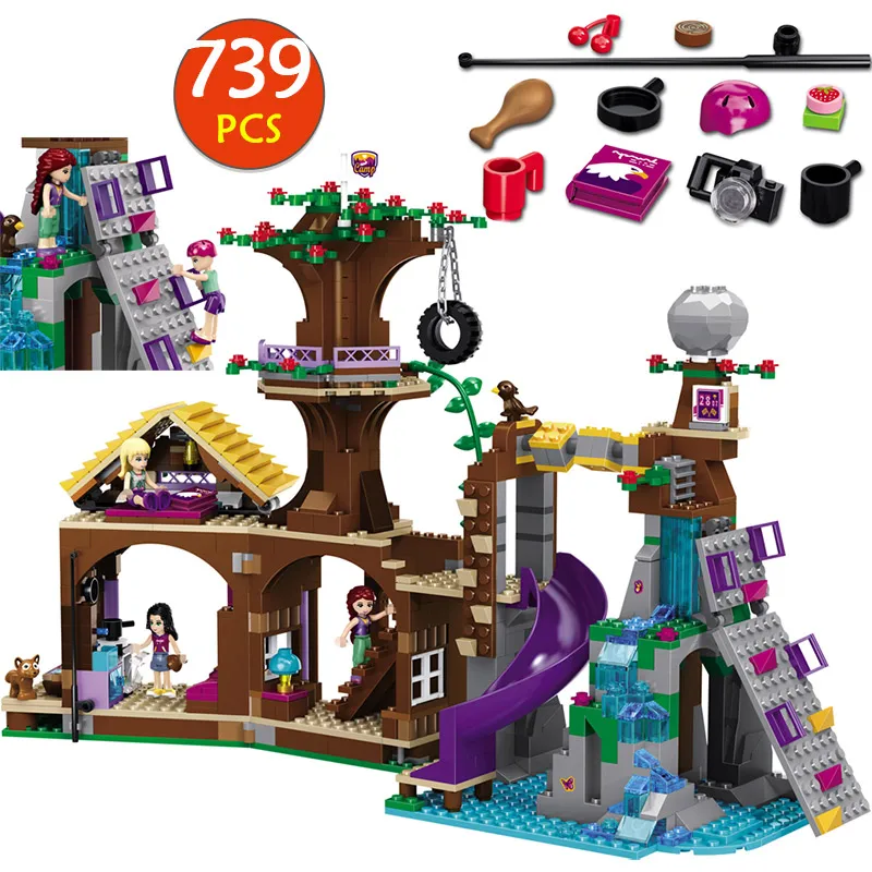 

Girl Building Bricks Toys Hobbies Compatible LegoINGLY Friends 41122 Emma Mia Figure Blocks Adventure Camp Tree House For Girl