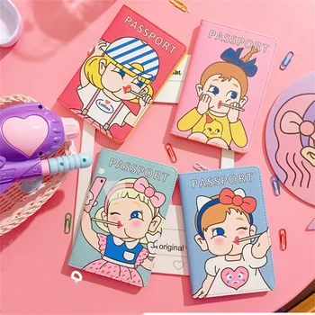 

High quality PU Leather Women Passport Holder Girl Travel Ticket clip Wallet Credit Card Holder with Hasp Suitable all passports
