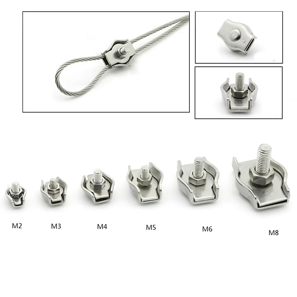 304 stainless steel M2-M10 Wire Rope Cable Clip Single clamps cable clips 