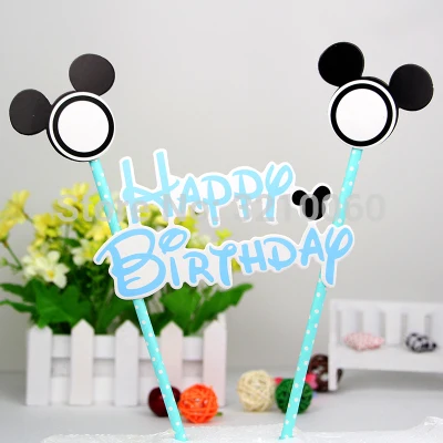 Номер 0-9 Микки Минни Маус Свеча Для детей день рождения свеча украшение торт Кекс Топпер украшения для вечерние - Цвет: Mickey