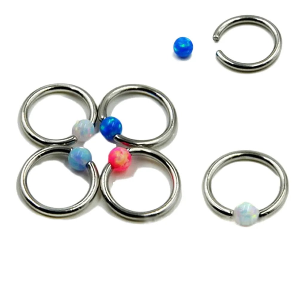 

COLOR RandomTitanium Septum Piercing Nose Ring Opal Ball Closure Nipple Lip Tragus Eyebrow Earring Nose Rings Body Jewelry