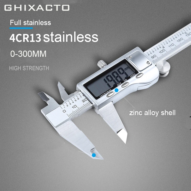 

GHIXACTO 300mm Full Stainless Steel Digital Calipers Electronic Digital Vernier Caliper Metal Micrometer Measuring Tool Caliper