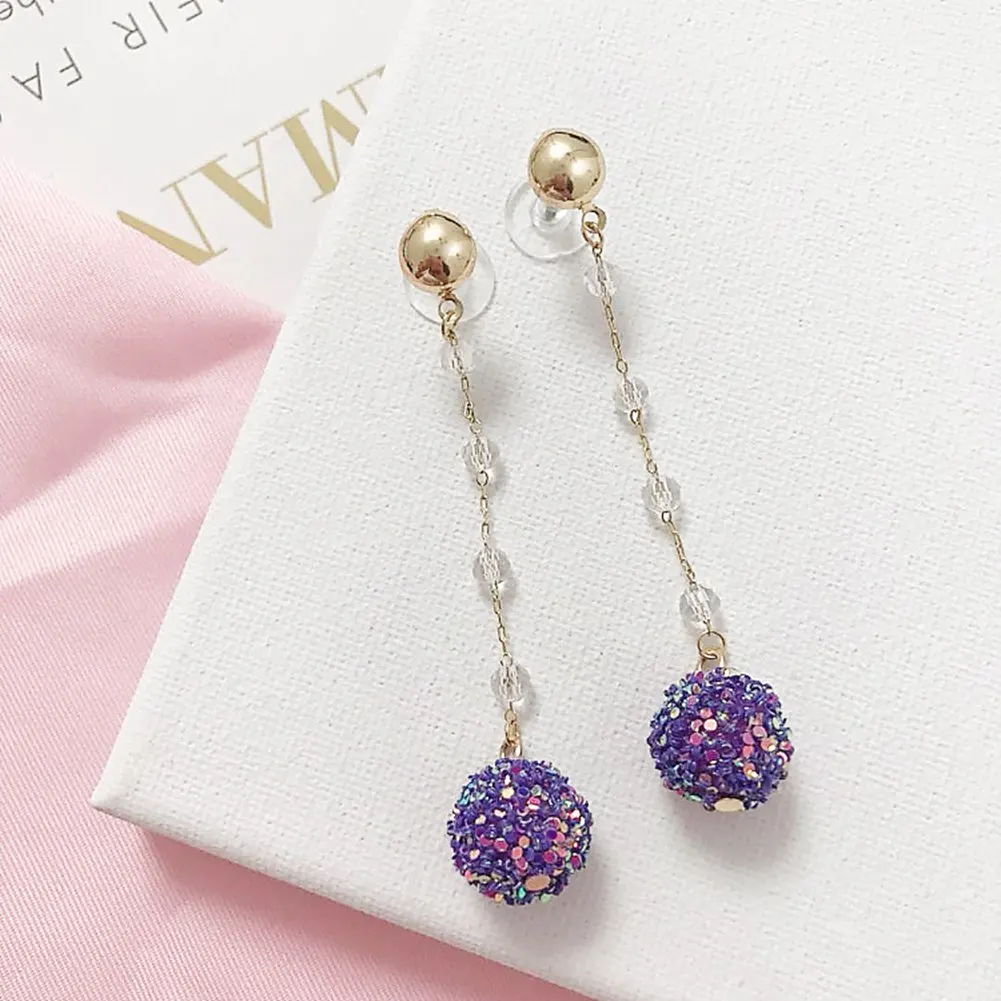 Colorful Wrap Ball Drop Earring Trendy Women Jewelry Ear Wire Chain
