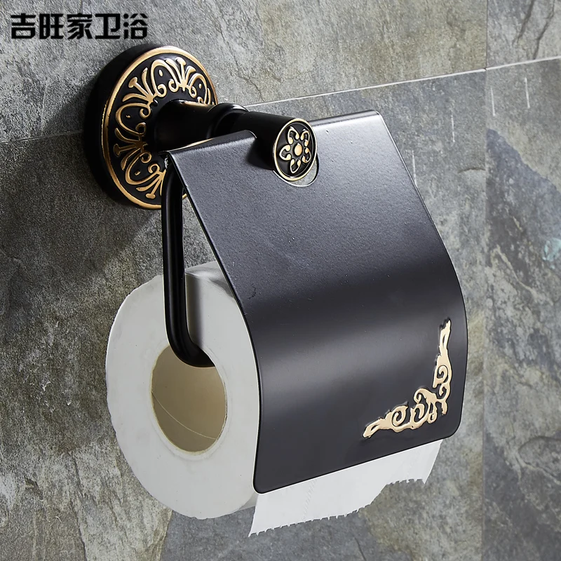 

Bathroom Accessories Space Aluminum Paper Holder European Luxury Antique Carved Roller Paper Rack Wall Mount Bath Hardware Set