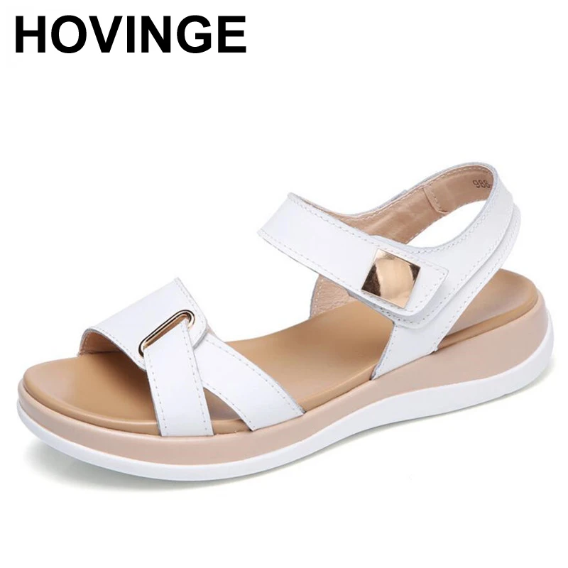HOVINGE/Новые летние женские босоножки Кожаные сандалии Женские кожаные