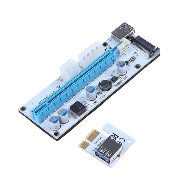 PCI E Райзер Экспресс 1X 4x 8x 16x адаптер карта с 4pin molex 6pin SATA питание для видеокарты BTC