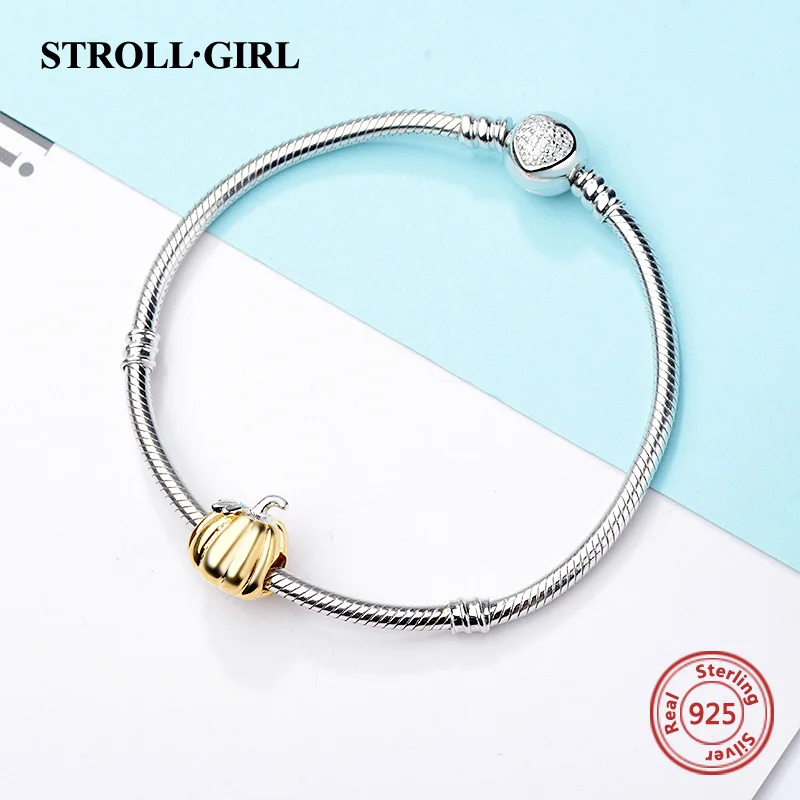 StrollGirl, серебро 925 пробы, Золотая Тыква, подвески, бусины, подходят к оригинальному браслету Pandora, модное ювелирное изделие для женщин, подарок