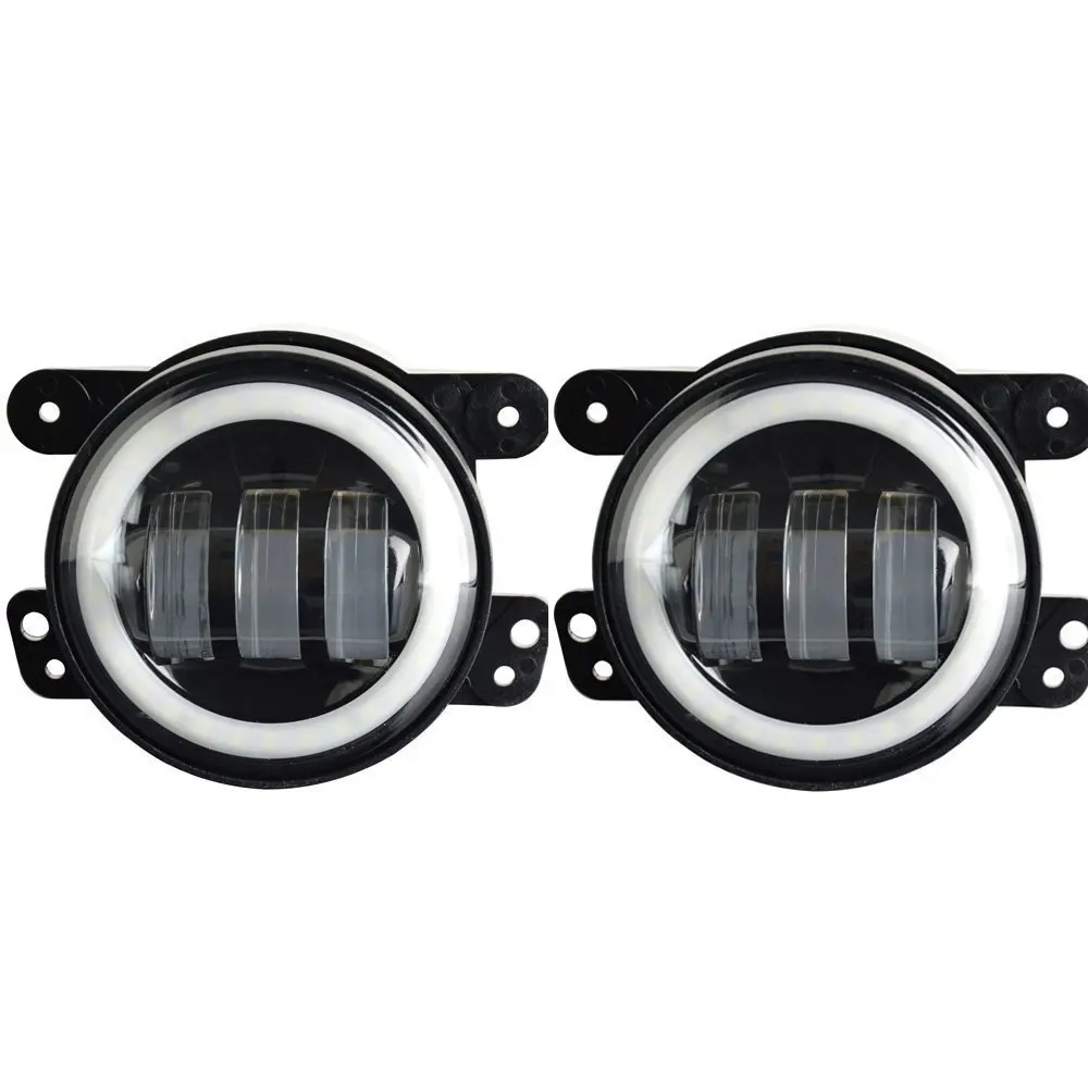 

2PCS 4Inch Round LED Fog Light with Angle Eyes and Amber Turn Signal for Jeep Wrangler Dodge Chrysler Front Bumper Lights