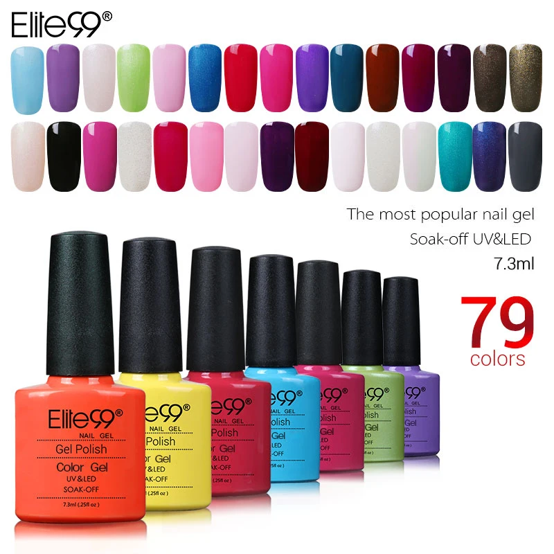 Гель лак для ногтей Elite99 3/3 мл долговечный Светодиодный УФ 10 цветов|nail gel|soak off uv geluv