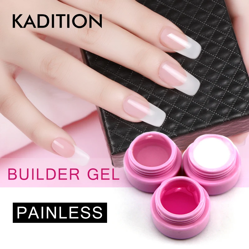 

KADITION New Extension Nail Gel Polish Pure Colour Builder Solid Extension Gel 3 Colors UV Curing Long Lasting Nail Art Design