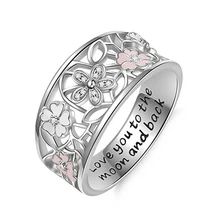 

Miss JQ Simple Fashion Silver Color Alloy Enamel Rings Hollow Flower Pattern Wedding Couples Rings Jewelry for Man/Woman Gift