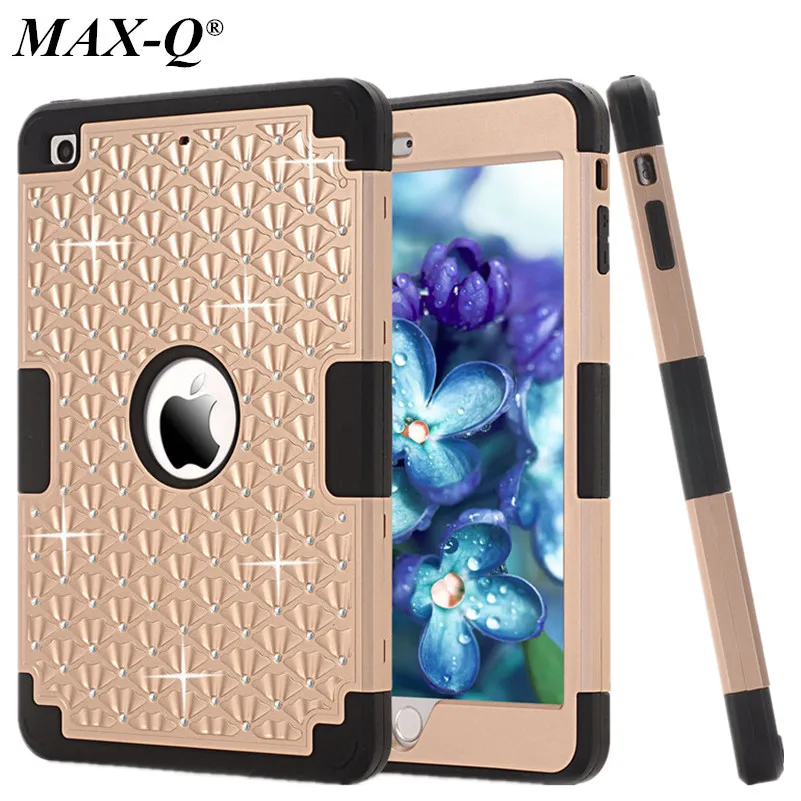 

For Coque iPad Mini Cover Case 2016 Colorful Hybrid Armor silicon+pc Rubber diamond Cases for iPad Mini 3 2 1 w/f screen film