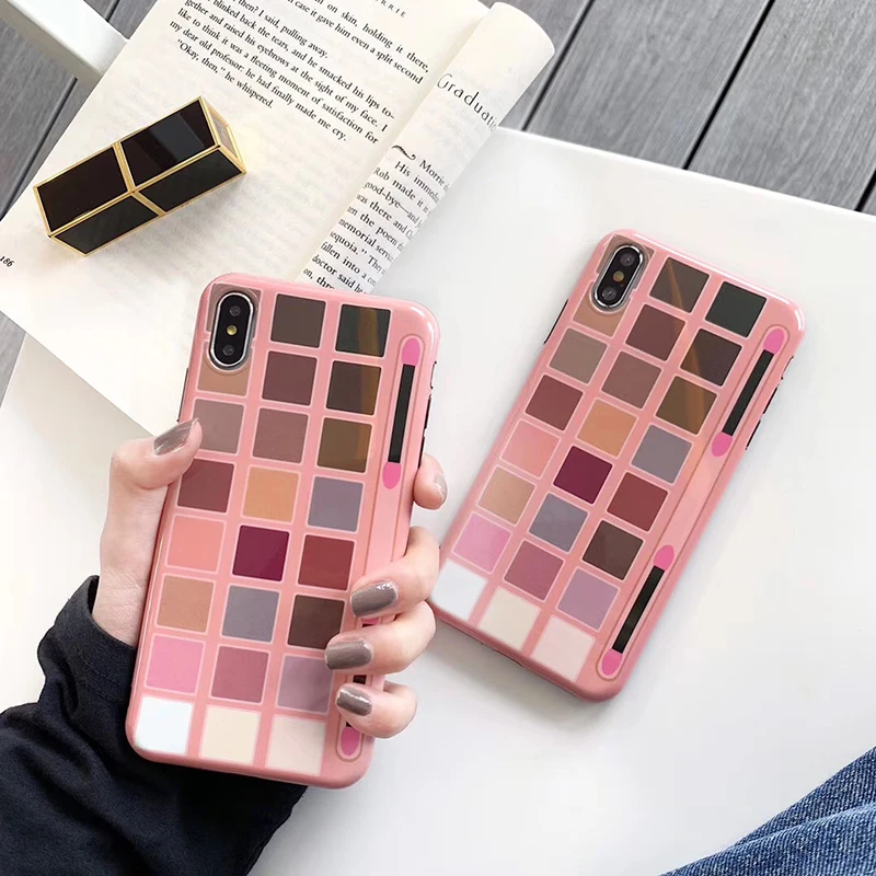 

Fashion Sexy woman girl pink Soft silicon cover case for iphone XS MAX XR X 7 8 6 S plus luxury eye shadow box Naked phone coque