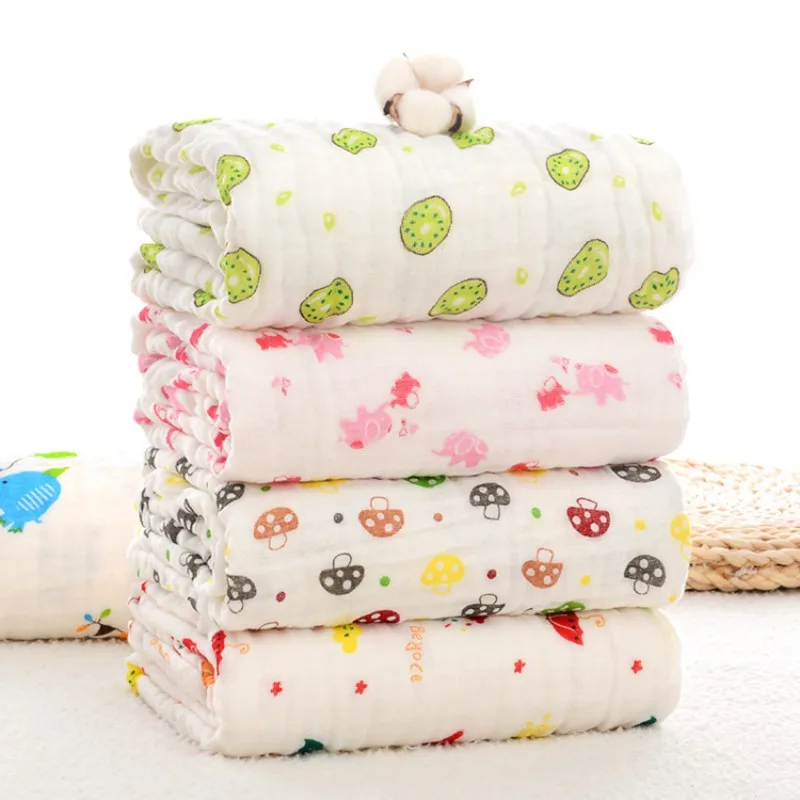 Детское одеяло для пеленания печати Полотенца Non fluorescent шести слоев марли Ванна Полотенца 100% хлопок 105x105 см