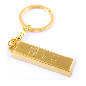 

Wholesale 10pcs/lot gold brick Gold color Keychain Keyring Key Chain Ring Key Fob Holder men's Gift