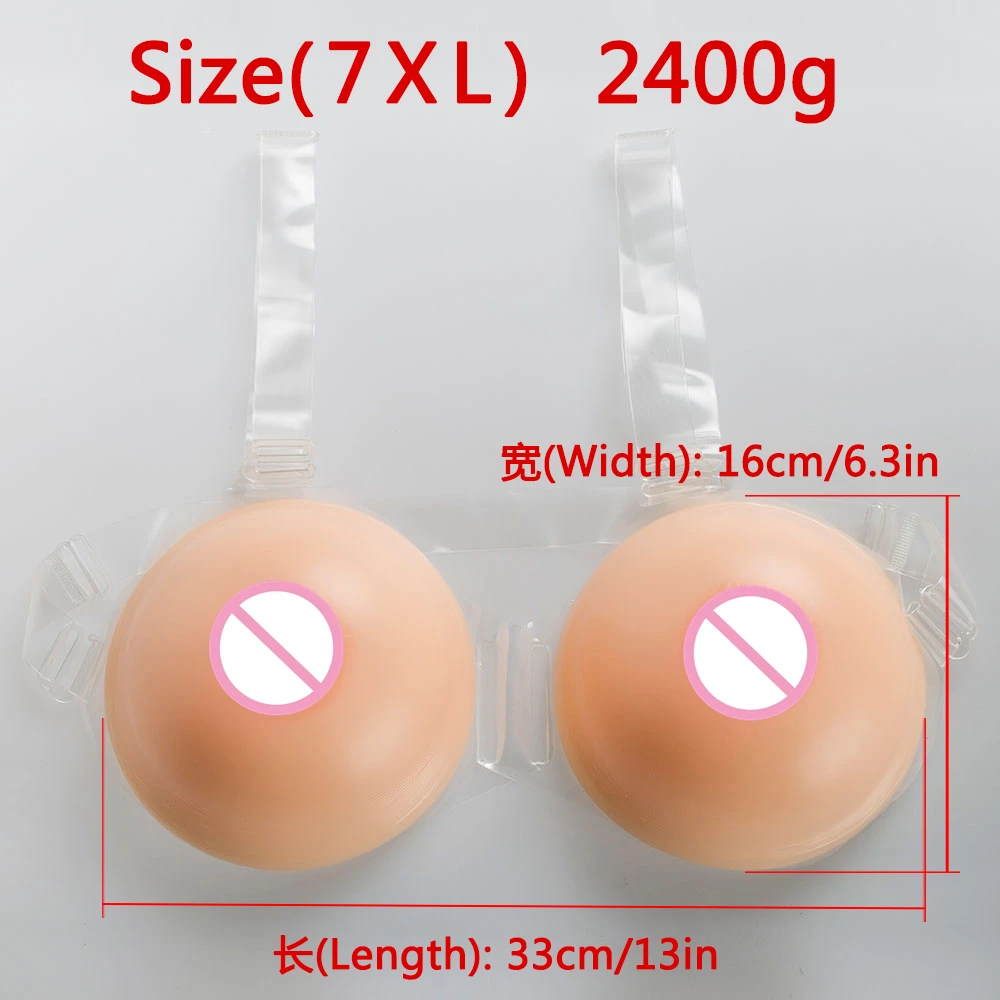 

F CUP 2400g Realistic Silicone Breast Forms With Straps False Transvestite Boobs