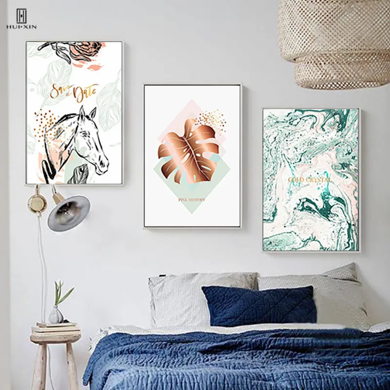 

The Abstract Lines Color Draw The Outline Of Pink Memory Blue Cold Crystal Decorative Canvas Posters Paintings For Room Decor