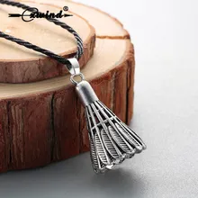 COLLAR COLGANTE Cxwind Vintage con forma de pelota de bádminton, collares de banda de cuerda, collar de plumas para hombres y mujeres, joyería para amantes de la aptitud física