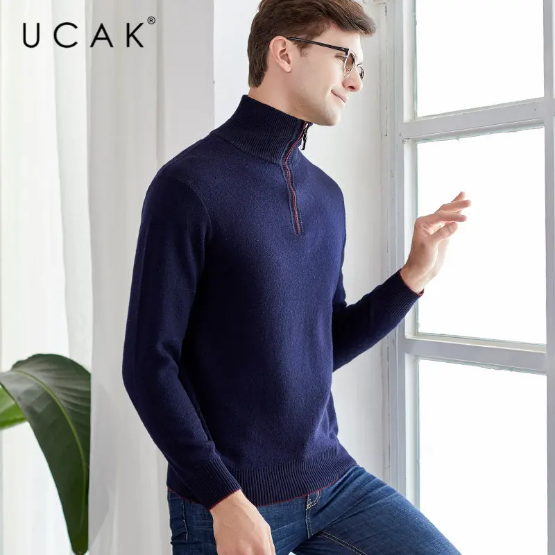 UCAK Brand Sweater Men 2019 New Winter Thick Warm Zipper Turtleneck Sweaters Merino Wool Pullover Men Cashmere Pull Homme U3018 UCAK Brand Sweater Men 2019 New Winter Thick Warm Zipper Turtleneck Sweaters Merino Wool Pullover Men Cashmere Pull Homme U3018