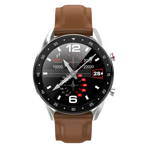 ЭКГ часы браслет кровяное давление IP68 Водонепроницаемый Bluetooth Смарт Фитнес Пульс Спорт браслет pk n58 e18 z03 Смарт часы - Цвет: brown leather