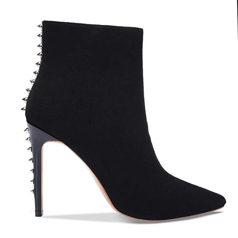 Delle Del 43 Donne Grande Flock Caviglia Nero Alla Il Donna Alto Dropship Elegante Lapolaka Nuovo Partito Stivali Formato Rivetti Tacco Scarpe q085Fz