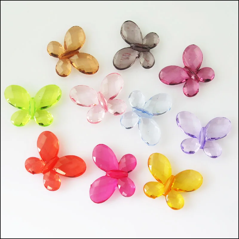 

New 10Pcs Mixed Plastic Acrylic Clear Butterfly Spacer Beads Charms 23x30mm