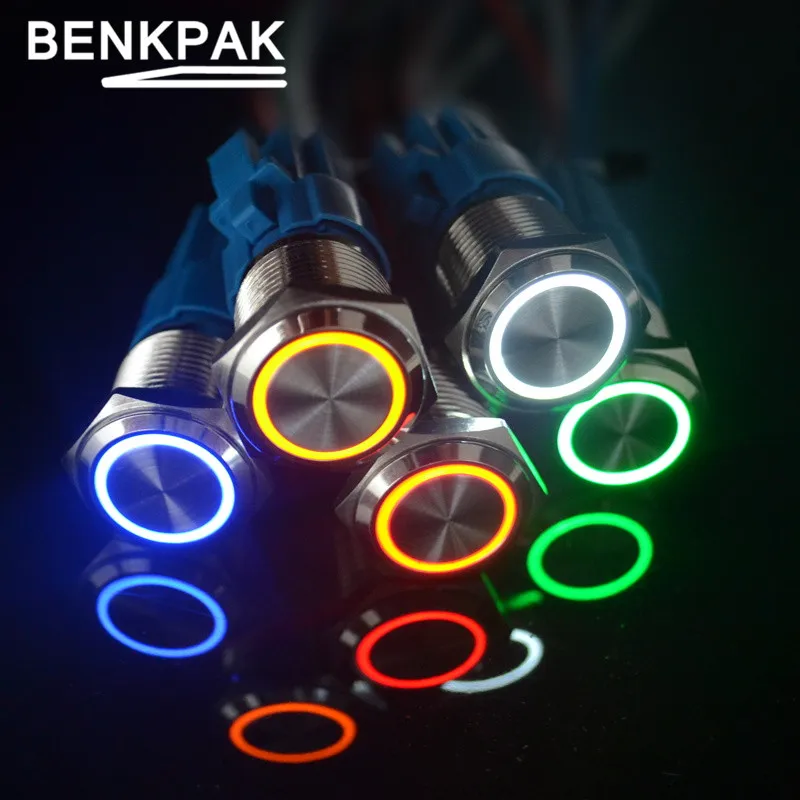 

LED illuminated Momentary non-locking Latching 16mm Push Button Switch Spring Return metal switch