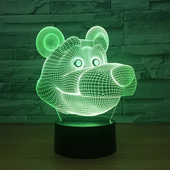 

Innovative 3D illusion Night Lamp Acrylic USB LED Night Light Bear Head 7 Colorful Touch Sensor Remote Light Children Kids Gift