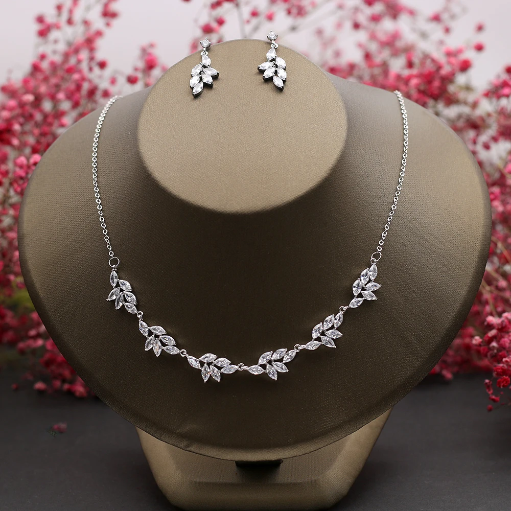 Marquise Cut Cubic Zirconia Chocker Necklace Fashion Jewelry Sets 