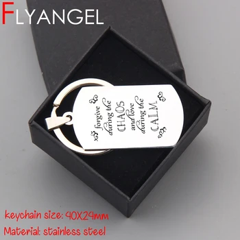 

FLYANGEL Inspire Keychain Forgive During The Chaos And Love During The Calm Key Holder Car Key Tag Women Man Keyring Gifts