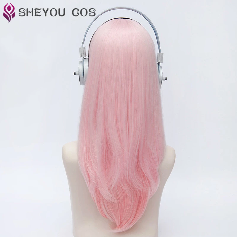 Супер Sonico Supersonico 60 см Длинные розовые Омбре волосы термостойкие косплей костюм парик+ игрушка гарнитура наушники опора