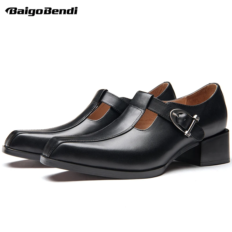 Size 5-10 Recommand! New Design Square Toe Mens Buckle Strap Heels Business Man Formal Dress Oxfords 5 cm Heel Shoes Size 5-10 Recommand! New Design Square Toe Mens Buckle Strap Heels Business Man Formal Dress Oxfords 5 cm Heel Shoes