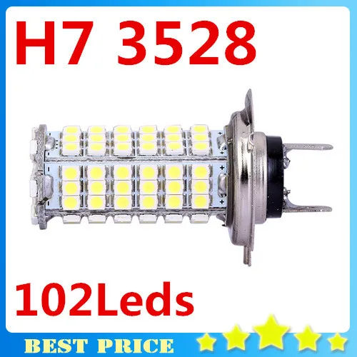 

H7 3528 102 LED Fog Light High Power 12V Led Car Xenon H7 Halogen Headlight Lamp LED DRL Light Bulb DC 12V Parking Car Styling