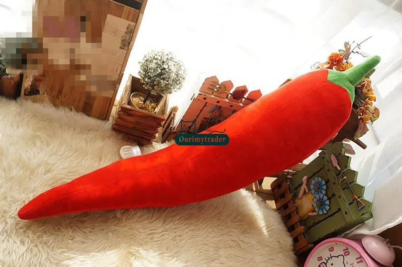Dorimytrader New Novelty Toy 70cm Big Soft Plush Red Beauty Chili Toy 28'' Giant Stuffed Hot Pepper Doll Pillow Nice Gift DY60594 (7)