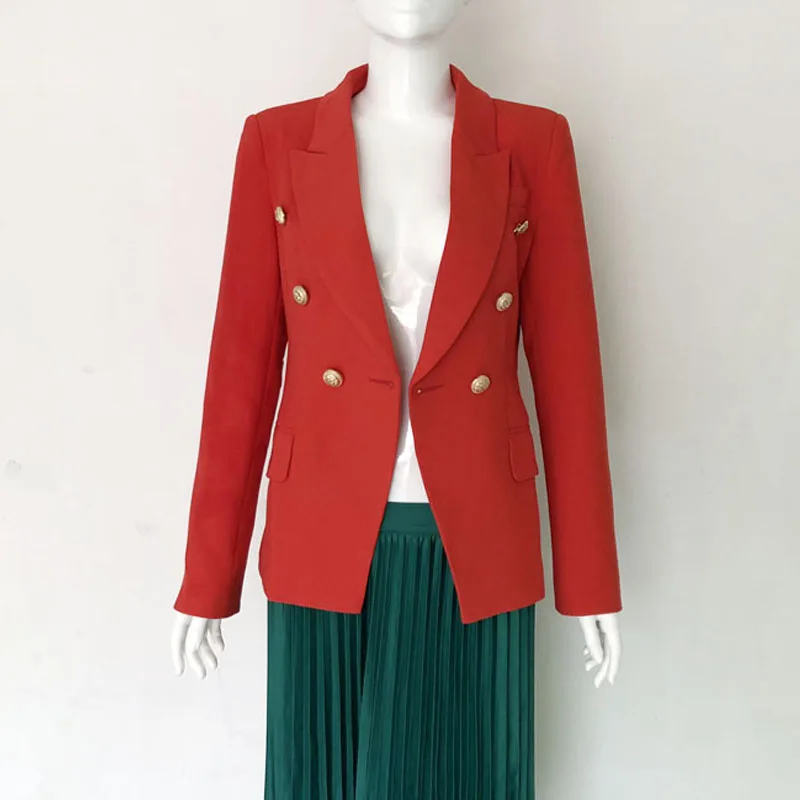 HIGH QUALITY Blazer feminino 2017 Designer Jacket Blazer Women's Long Sleeve Double Breasted Gold Buttons Blazer