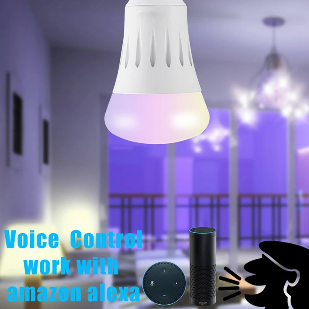

OOBEST 7W RGB Wireless WiFi Remote Control Smart Light Bulb AmazonAlexa & Google Home Voice Control Bulb E27 E26 B22 E14