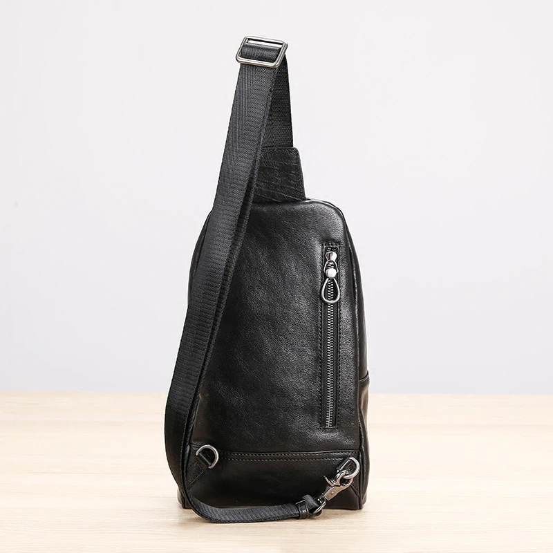 US $46.48 Aetoo Chest Bag Male Leather Fashion Vintage Single Shoulder Bag Casual Movement Oblique Cross Baotou Layer Cowhide Mens Bag