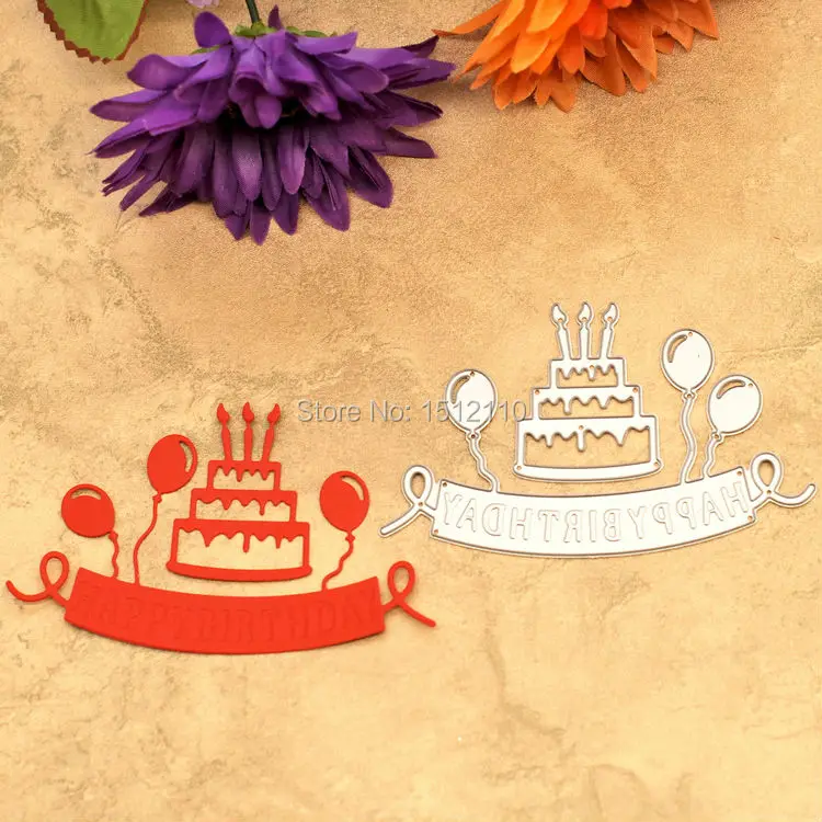 Happy Birthday Cake Metal Die Cutting Dies For Diy Scrapbooking Photo