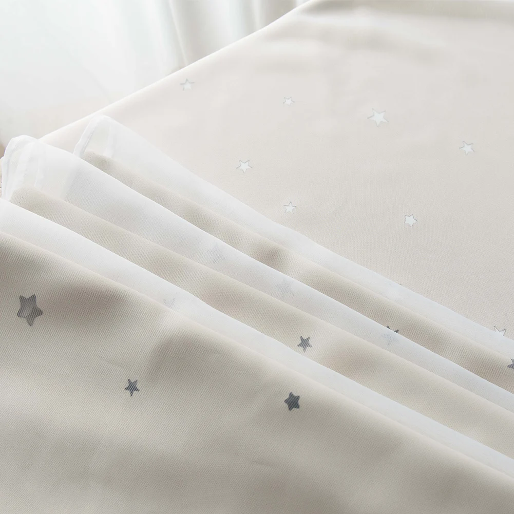 

2PCS Living Room Modern Blackout Light Blocking Window Baby Room Decoration Soft Curtain Kids Home Star Eyelet Blinds