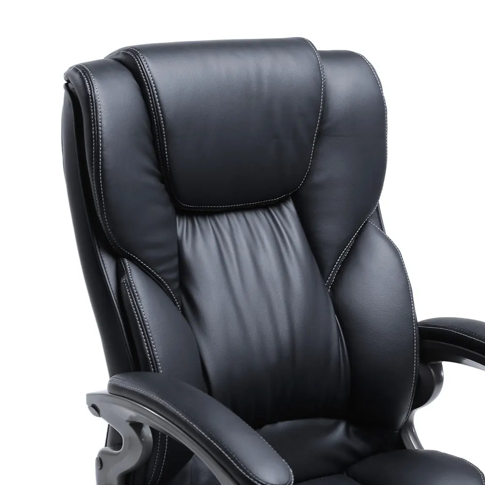 Высококачественное изящное кресло руководителя из искусственной кожи черного цвета