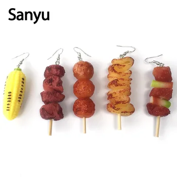 

Creative Super Funny BBQ Meat Fish Ball Vegetable Drop Earrings for Female Fashion Exaggerated Food Dangle Earrings Jewelry