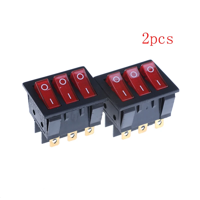 KCD4 red 9-pin Triple rocker switch 15A/250V ON/OFF