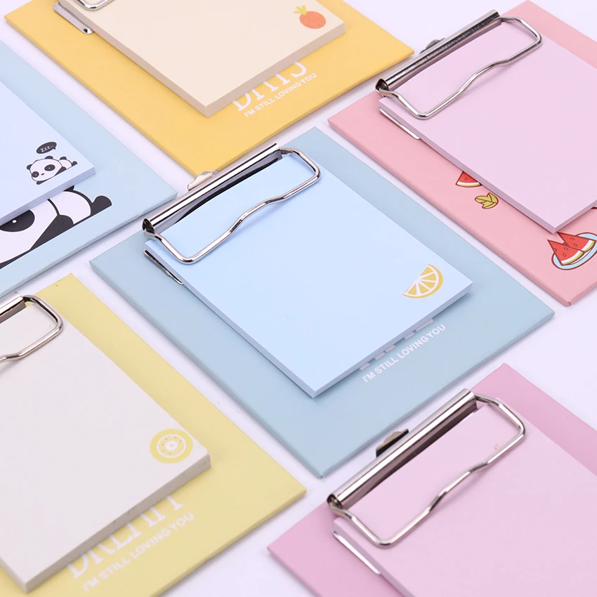

1PC Cute Kawaii Memo Pad With Pad Clip Sticky Notes Memo Notebook Stationery Note Paper Stickers Office School Supplies